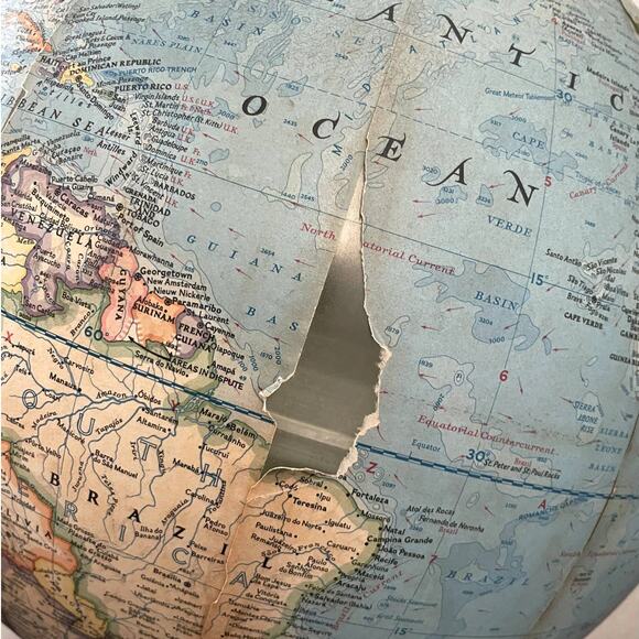 Vintage Globe 12" National Geographic Illuminated 1976 *damaged* - Picture 13 of 15